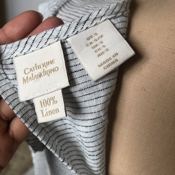 Catherine Malandrino flutter sleeve 100% linen top blouse - Picture 11 of 13